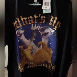 Black Graphic Tee with Cartoon Print